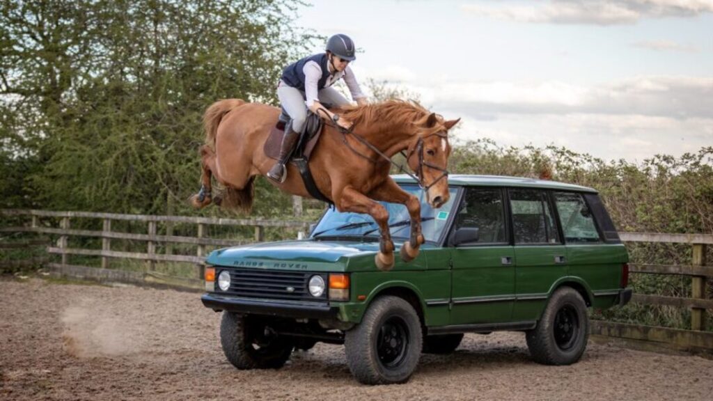 horse jumps Range Rover