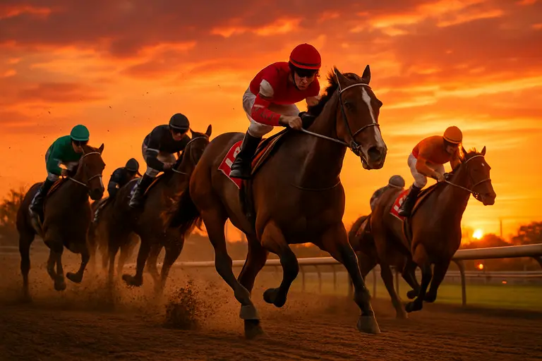 Trainer watching a horse cool out after morning exercise