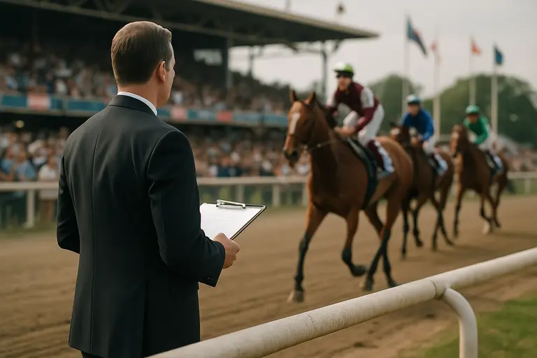 Track maintenance staff inspect a racecourse before entries arrive